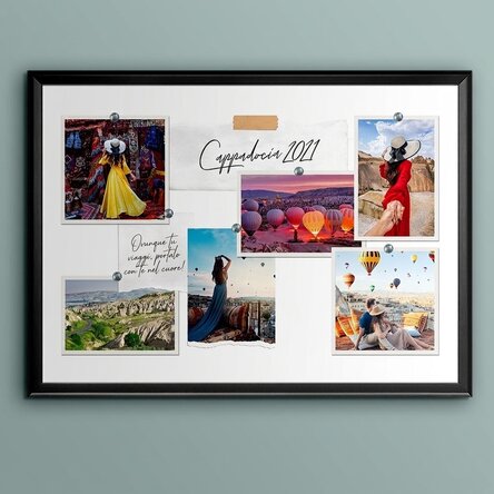 Quadro personalizzato in formato orizzontale con 6 foto e testo - La tua vacanza