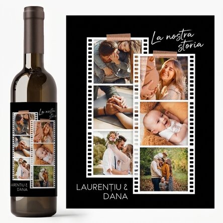 Vino personalizzato con 6 foto e un messaggio - Foto su pellicola