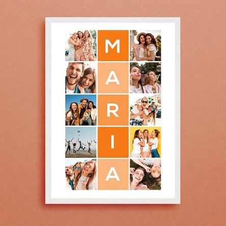Quadro personalizzato con 10 foto e un nome di 5 lettere