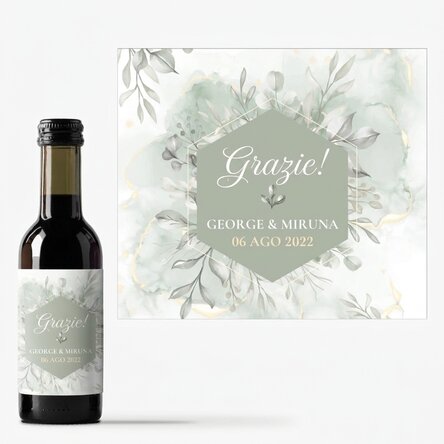 Mini bottiglietta di vino personalizzata con dedica - Grazie!