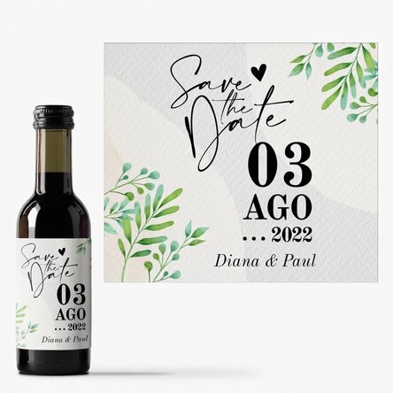 Mini bottiglia di vino personalizzata con scritta - Save the date