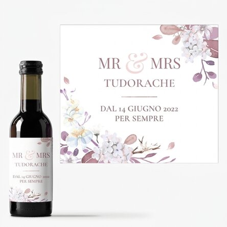 Mini bottiglia di vino personalizzata con dedica - Mr & Mrs