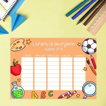 Orario personalizzato con testo e sfondo colorato