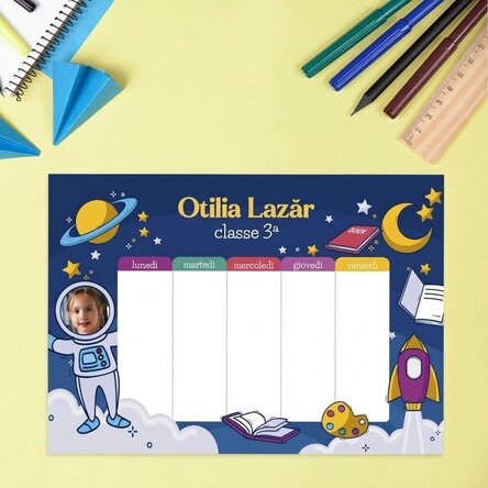 Orario personalizzato con foto e testo - Astronauta