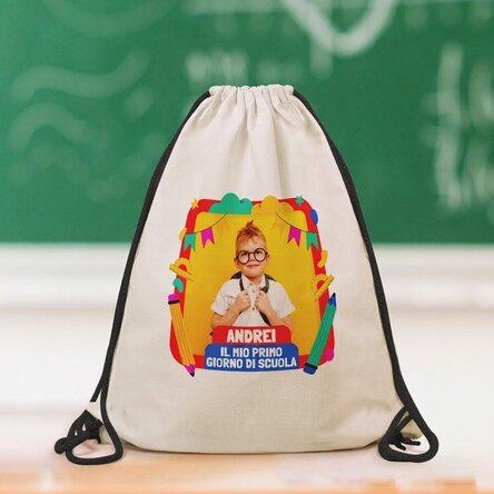 Zaino personalizzato con foto e nome - Il mio primo giorno di scuola