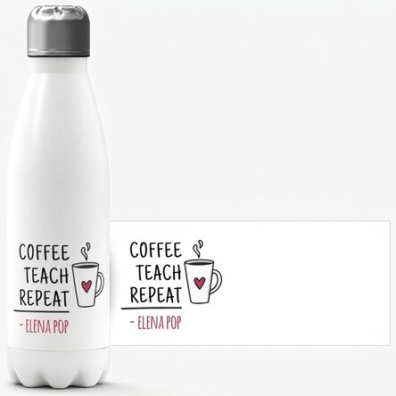 Thermos con base bianca personalizzato con il nome per gli insegnanti