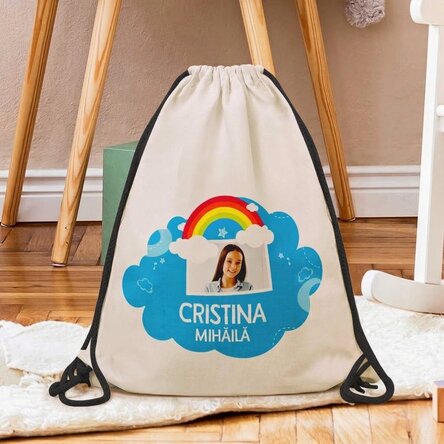 Zaino personalizzato con nome e foto - Modello arcobaleno