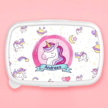 Contenitore per il pranzo, contenitore personalizzato con nome - Unicorno