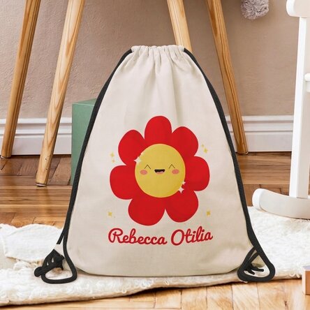 Zaino personalizzato con nome - Modello con fiore colorato