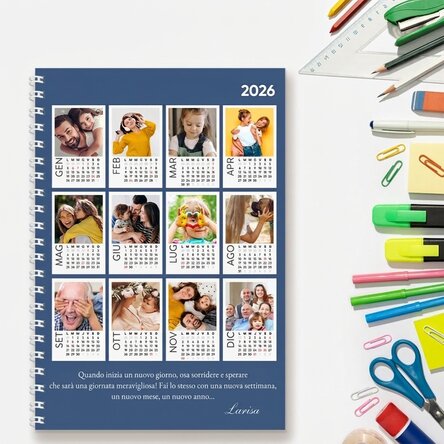 Taccuino personalizzato con 12 foto e testo - Calendario