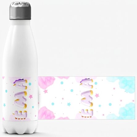 Thermos con base bianca personalizzato con nome - Unicorno speciale