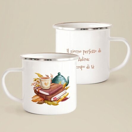 Tazza in metallo smaltato con scritta - My perfect day