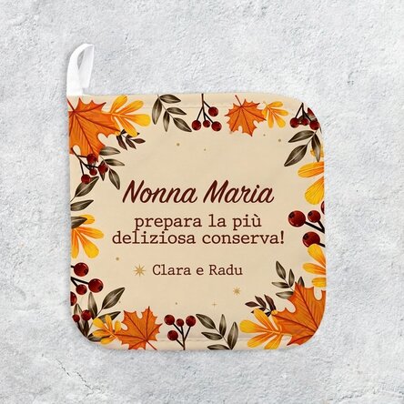 Sottopentola personalizzato con scritta - Foglie d'autunno
