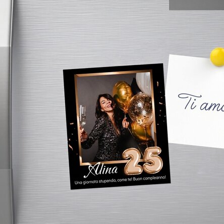 Magnete personalizzato 10x12 cm con foto e numero - Buon compleanno!