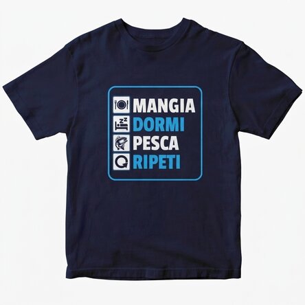 Maglietta personalizzata con scritta - Eat sleep fish repeat