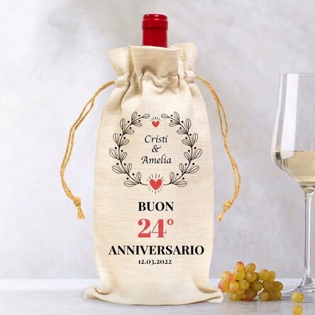 Sacchetto personalizzato per bottiglia di vino - Modello Anniversario