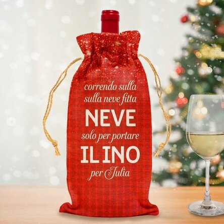 Sacchetto personalizzato per bottiglia di vino - Dashing through the snow