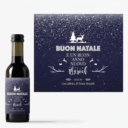 Mini bottiglia di vino personalizzata con scritta - Snowing Night