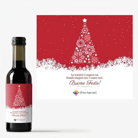 Mini bottiglia di vino personalizzata con testo e logo - La magia del Natale