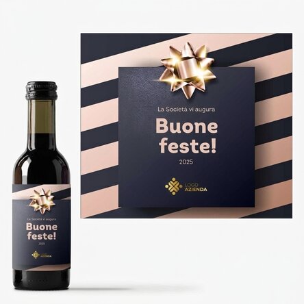Mini bottiglia di vino personalizzata con logo e testo - Regalo per le feste