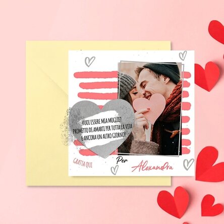 Carta gratta e vinci personalizzata con messaggio e foto - Love