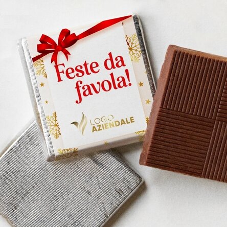 Mini cioccolatino personalizzato con logo e messaggio - Fiocchi d'oro