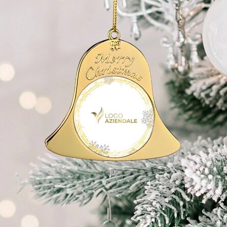 Decorazione natalizia personalizzata per l'albero, fronte-retro con logo - modello Campanellino