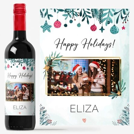 Vino personalizzato con una foto e un messaggio - Buone feste