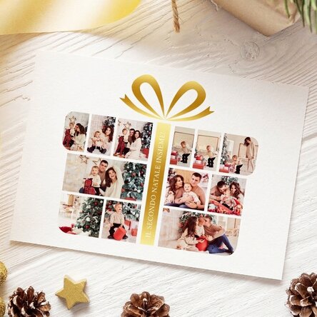 Biglietto di auguri magnetico personalizzato con 12 foto e testo - Gift Box