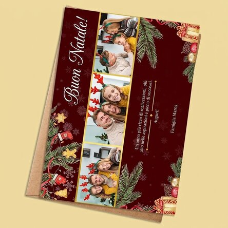 Biglietto di Natale personalizzato con 3 foto e testo - Regalo per la famiglia
