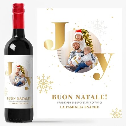 Vino personalizzato con una foto e un messaggio di auguri - Joy