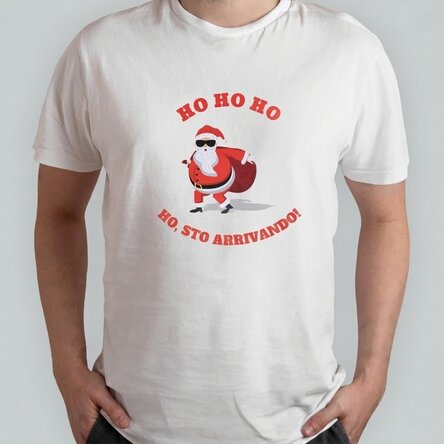 Maglietta in cotone personalizzata con scritta - HO HO HO