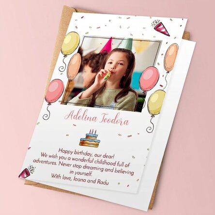 Biglietto di auguri personalizzato con foto e testo - Buon compleanno
