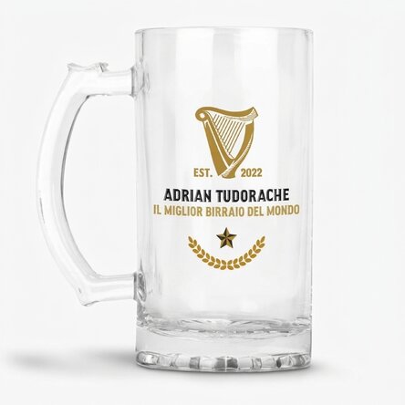 Boccale da birra personalizzato con scritta - World Beer Record