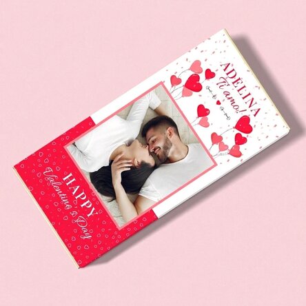 Cioccolato personalizzato con foto e testo - Palloncini e cuoricini