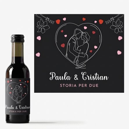 Mini bottiglia di vino personalizzata con i vostri nomi - Una storia a due