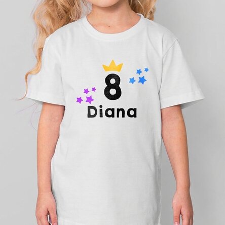 Maglietta in cotone per bambini personalizzata con scritta - Birthday crown