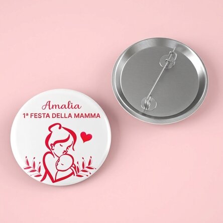 Spilla personalizzata con scritta - Mamma e bambino