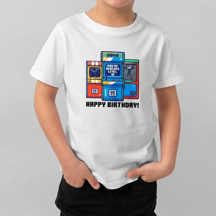 Maglietta in cotone per bambini personalizzata con scritta - Compleanno da gamer