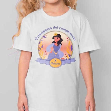 Maglietta in cotone per bambini personalizzata con scritta - Birthday princess