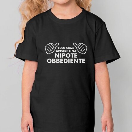 Maglietta in cotone per bambini personalizzata con una scritta - Ecco come appare...