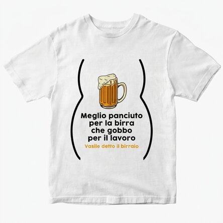 Maglietta in cotone personalizzata con scritta - Pancia da birra