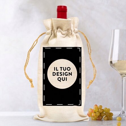 Sacchetto per bottiglia di vino personalizzato con la tua grafica