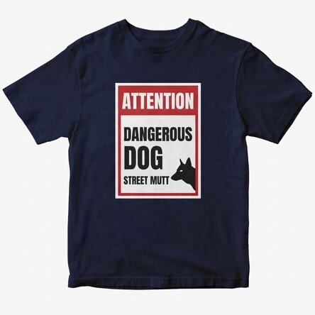 Maglietta in cotone personalizzata con scritta - Attenzione, cane cattivo!
