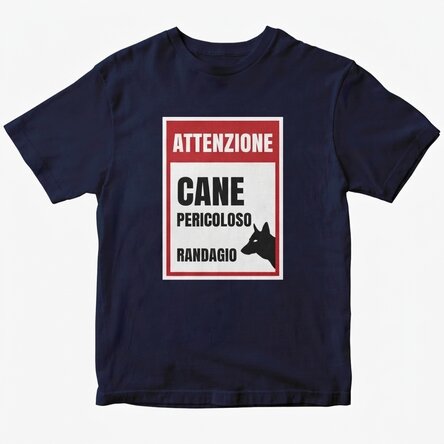Maglietta in cotone personalizzata con scritta - Attenzione, cane cattivo!