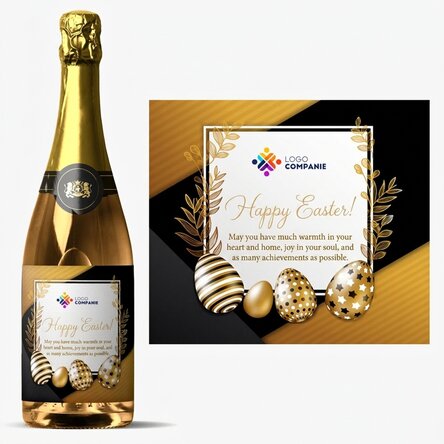 Personalised sparkling wine with logo and message - Happy Easter!