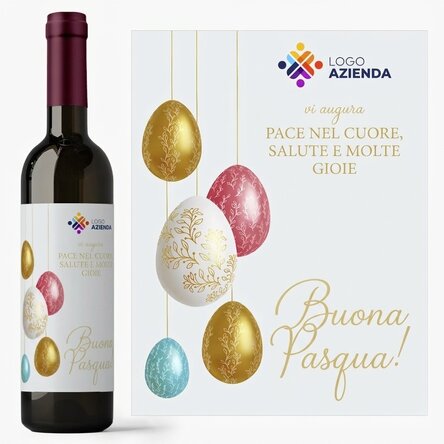 Vino personalizzato con logo e messaggio - Buona Pasqua