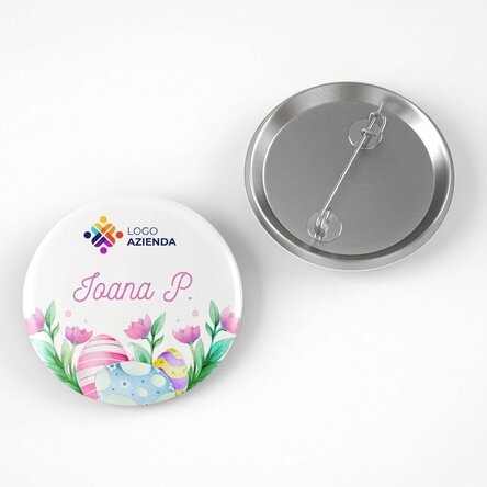 Spilla personalizzata con logo e nome - Buona Pasqua!