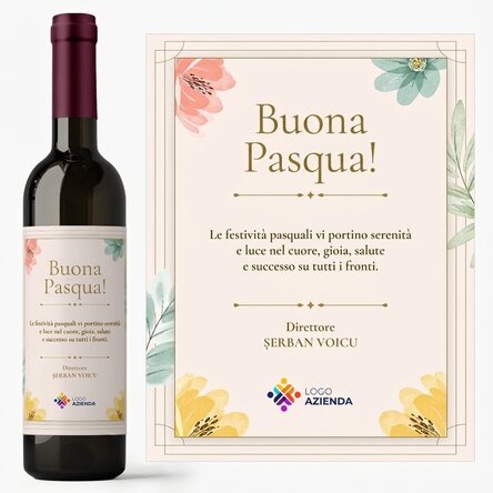Vino personalizzato con messaggio e logo - Buona Pasqua!