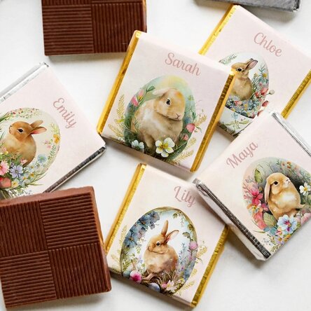 Set of 5 mini chocolates personalised with a message - Easter bunnies